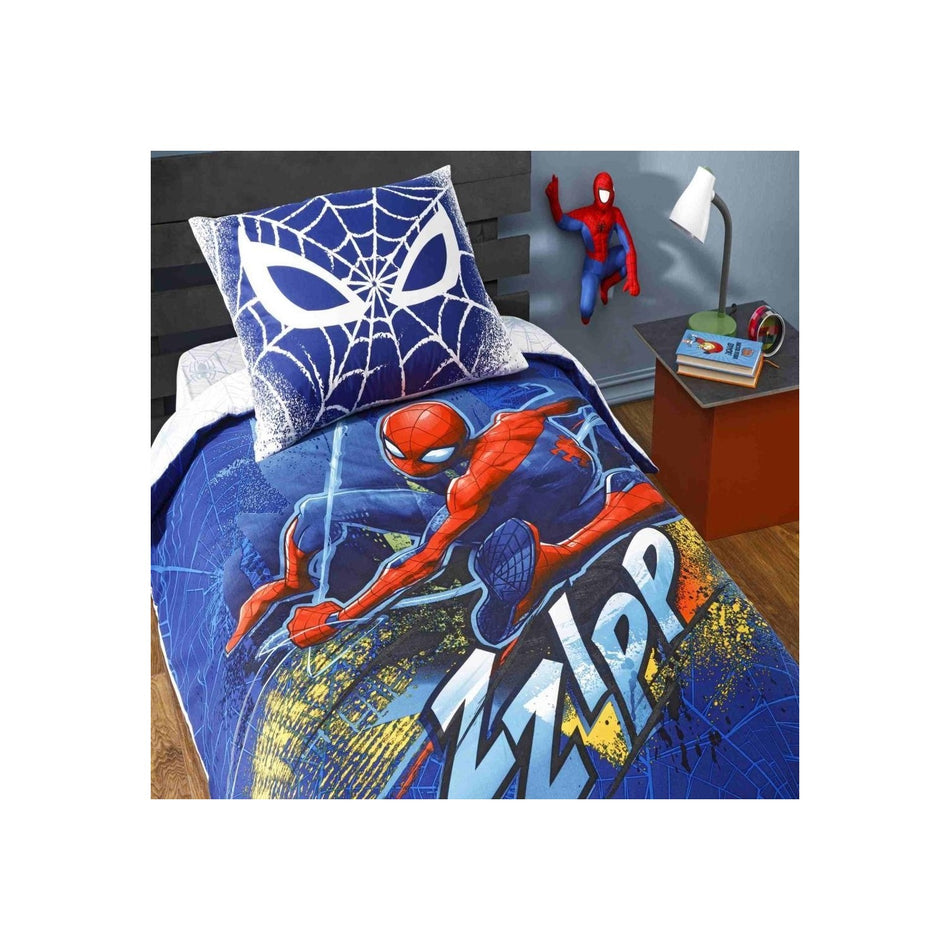Tac Single Lisansli Duvet Cover Set Spiderman Blue City - MALLTURK