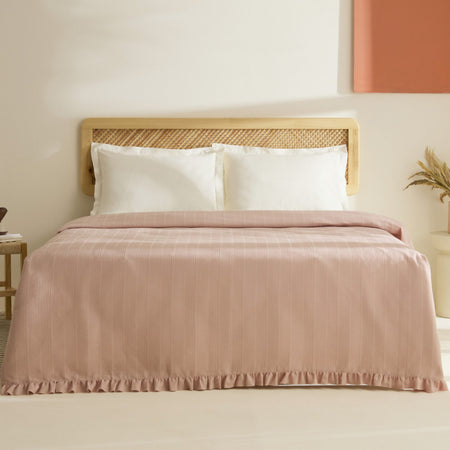 Karaca Home Maye 100% Cotton Ruffled Double Single Quilt Salmon - MALLTURK