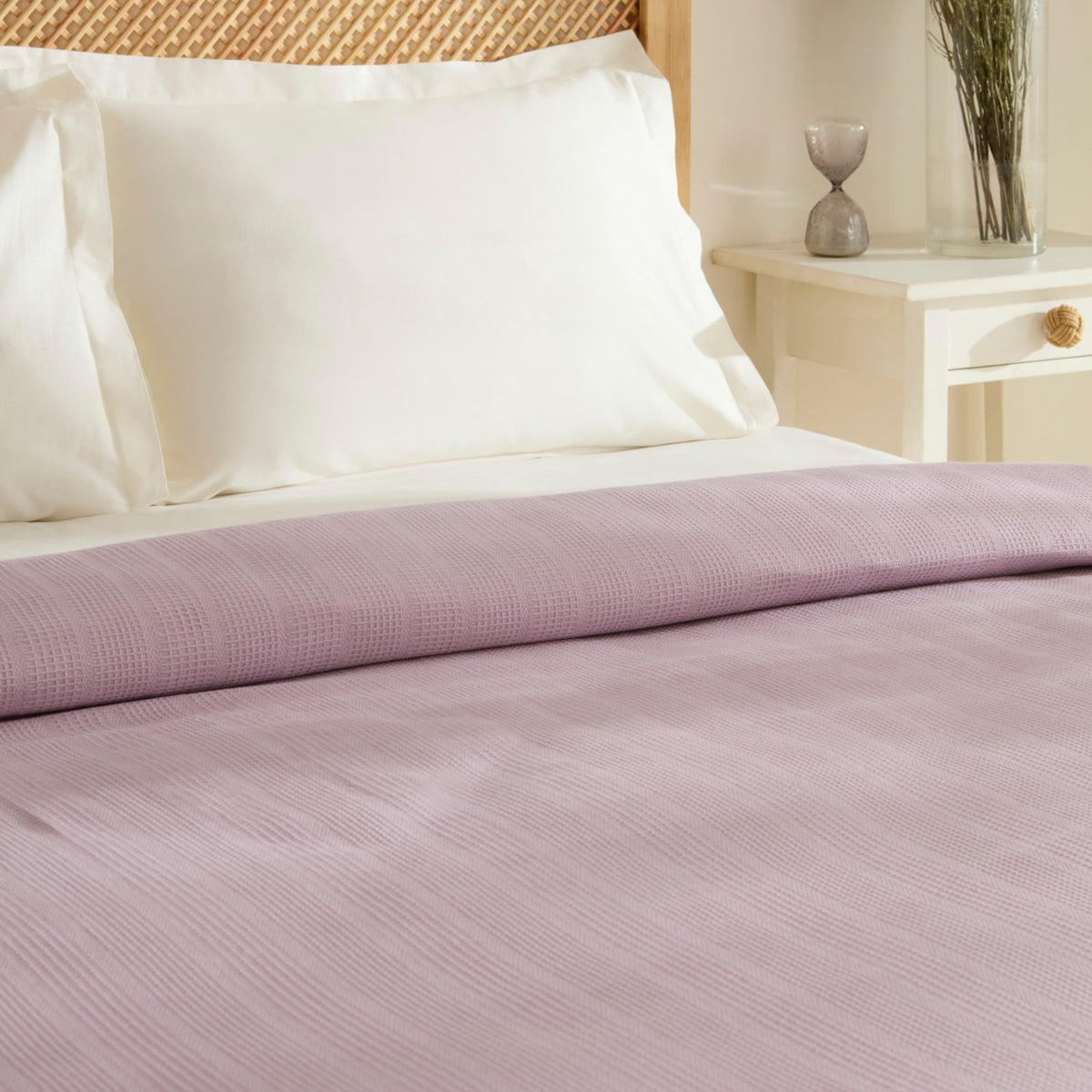 Karaca Home Maye 100% Cotton Ruffled Double Single Quilted Blanket in Plum - MALLTURK