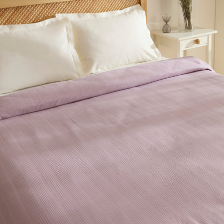 Karaca Home Maye 100% Cotton Ruffled Double Single Quilted Blanket in Plum - MALLTURK