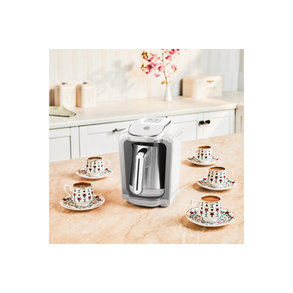 Karaca Hatir Neo Inox Turkish Coffee Maker with Stainless Steel Pot, White - MALLTURK