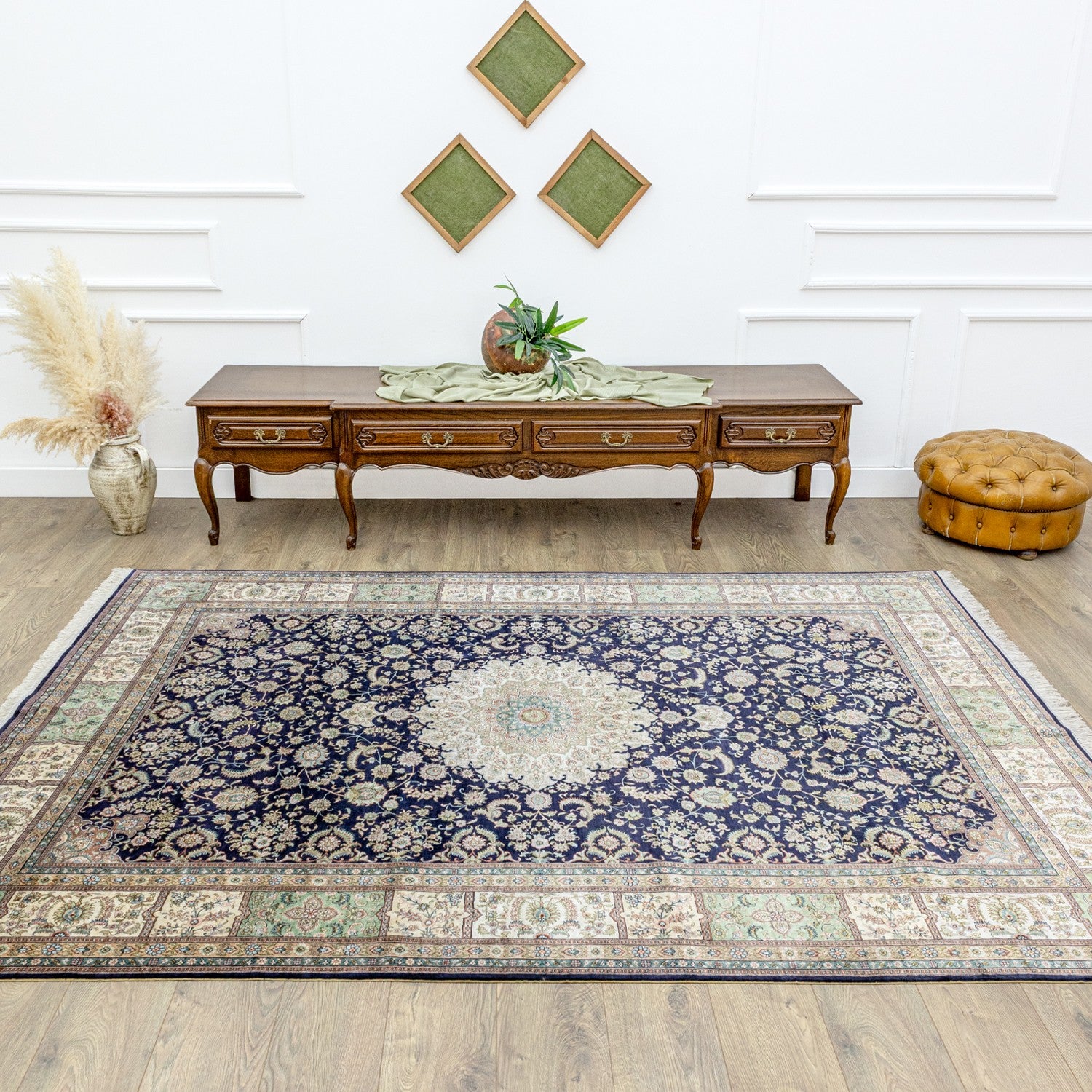 Soho Antiq Sandine Medallion Pattern Silk Rug 184X268 cm - MALLTURK