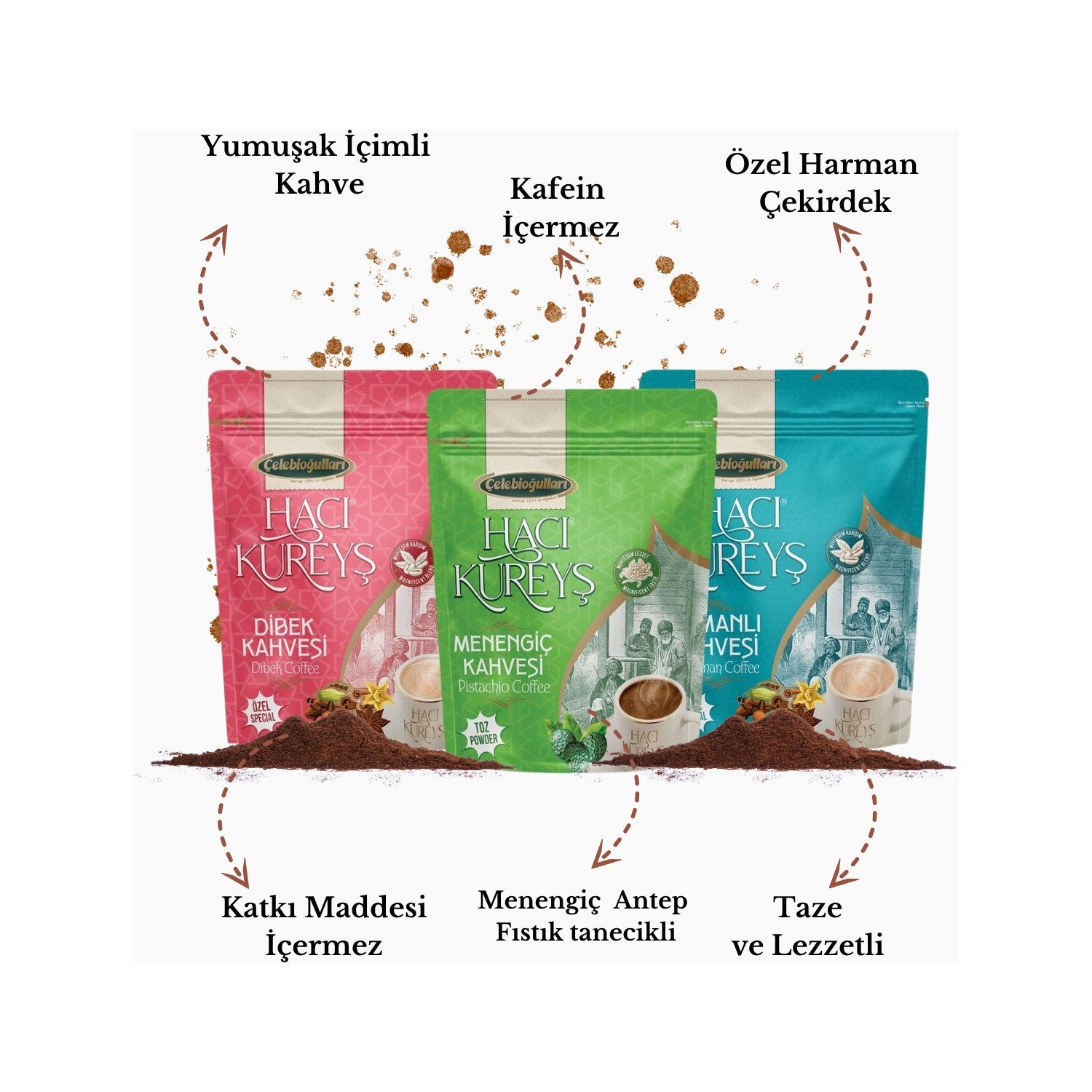 Haci Kureys Ottoman, Dibek and menengic Coffee 200 gr - MALLTURK