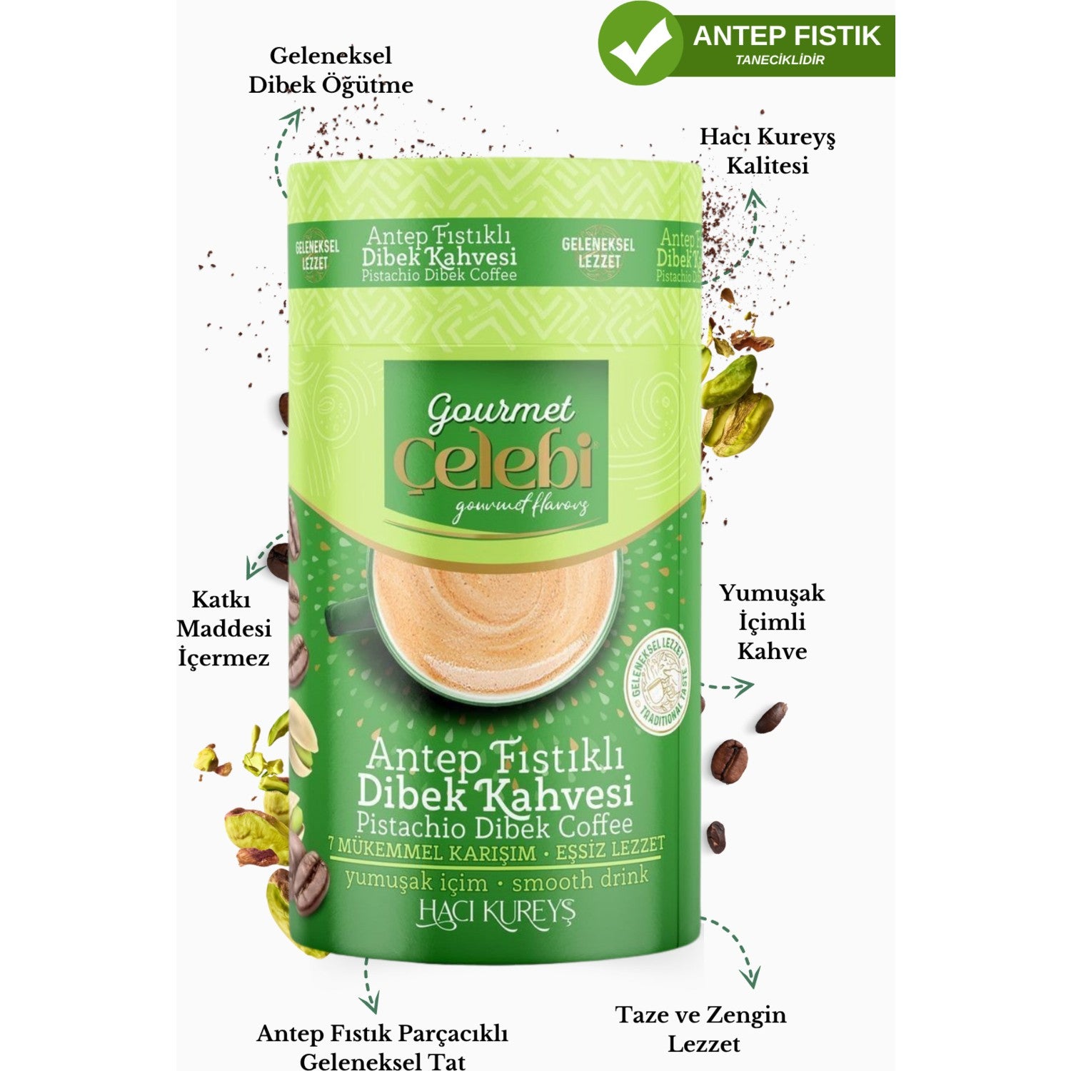 Haci KureysGourmet celebi Pistachio Dibek Coffee 250 Gr. - MALLTURK