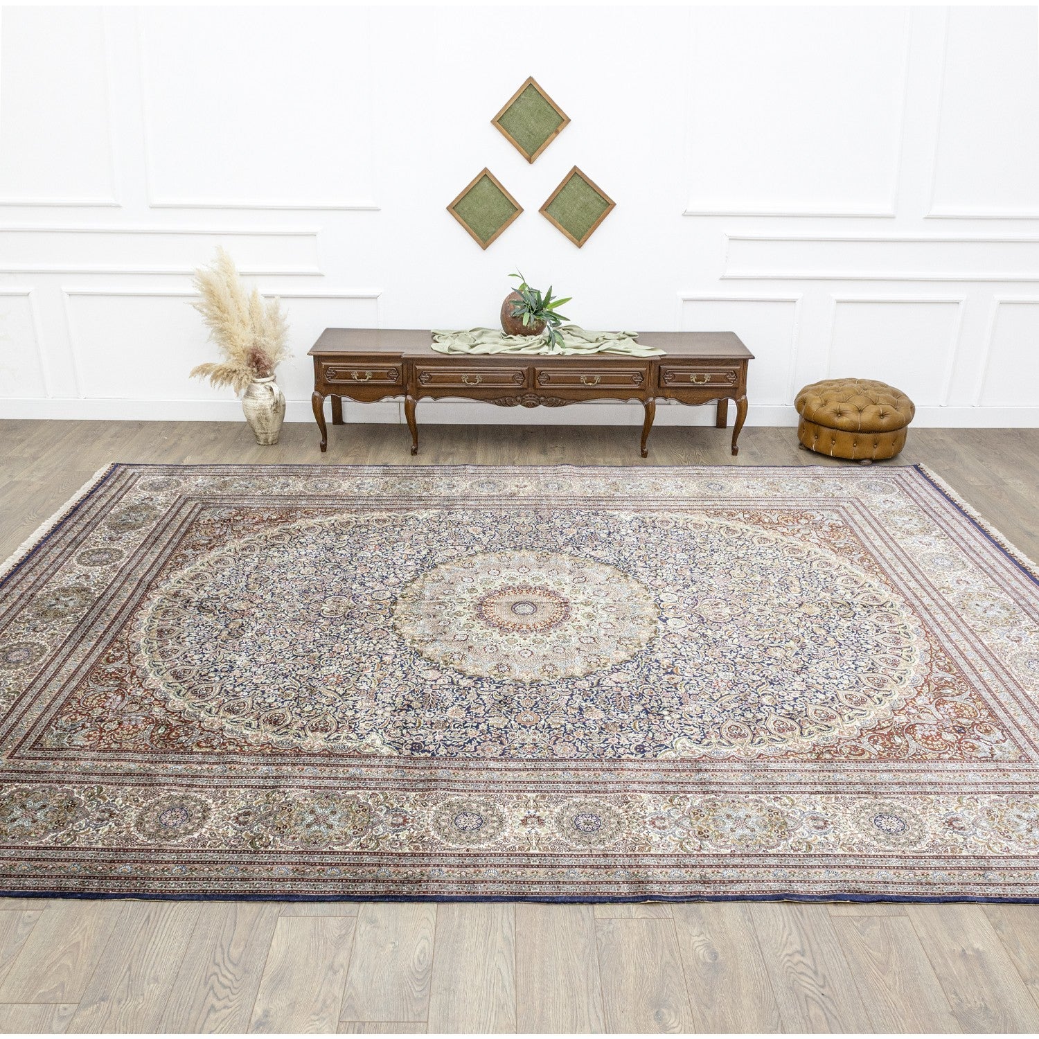 Soho Antiq Varamin Medallion Pattern Silk Rug 305X414 cm - MALLTURK