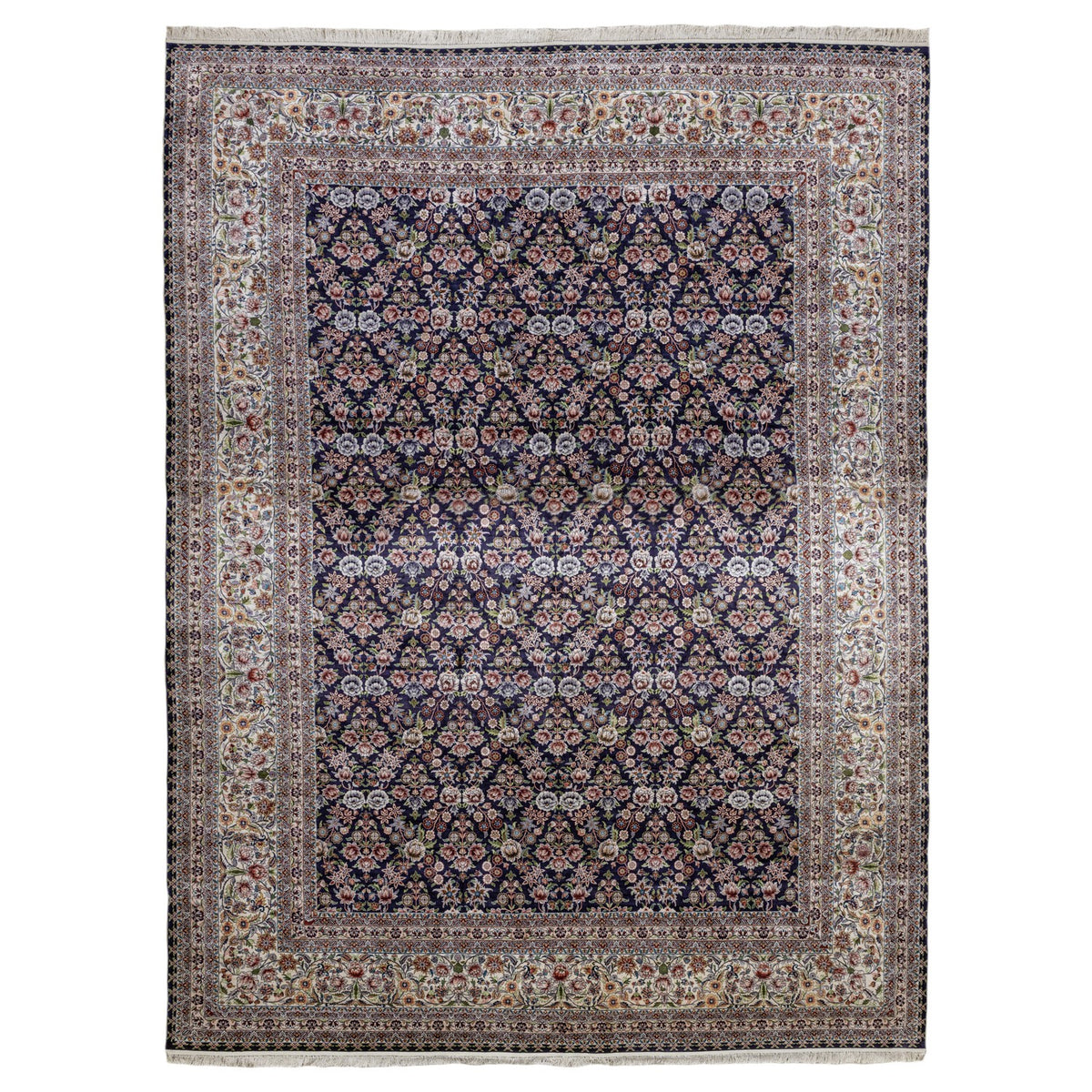 Soho Antiq Sariya Scattered Floral Pattern Silk Rug 277X359 cm - MALLTURK
