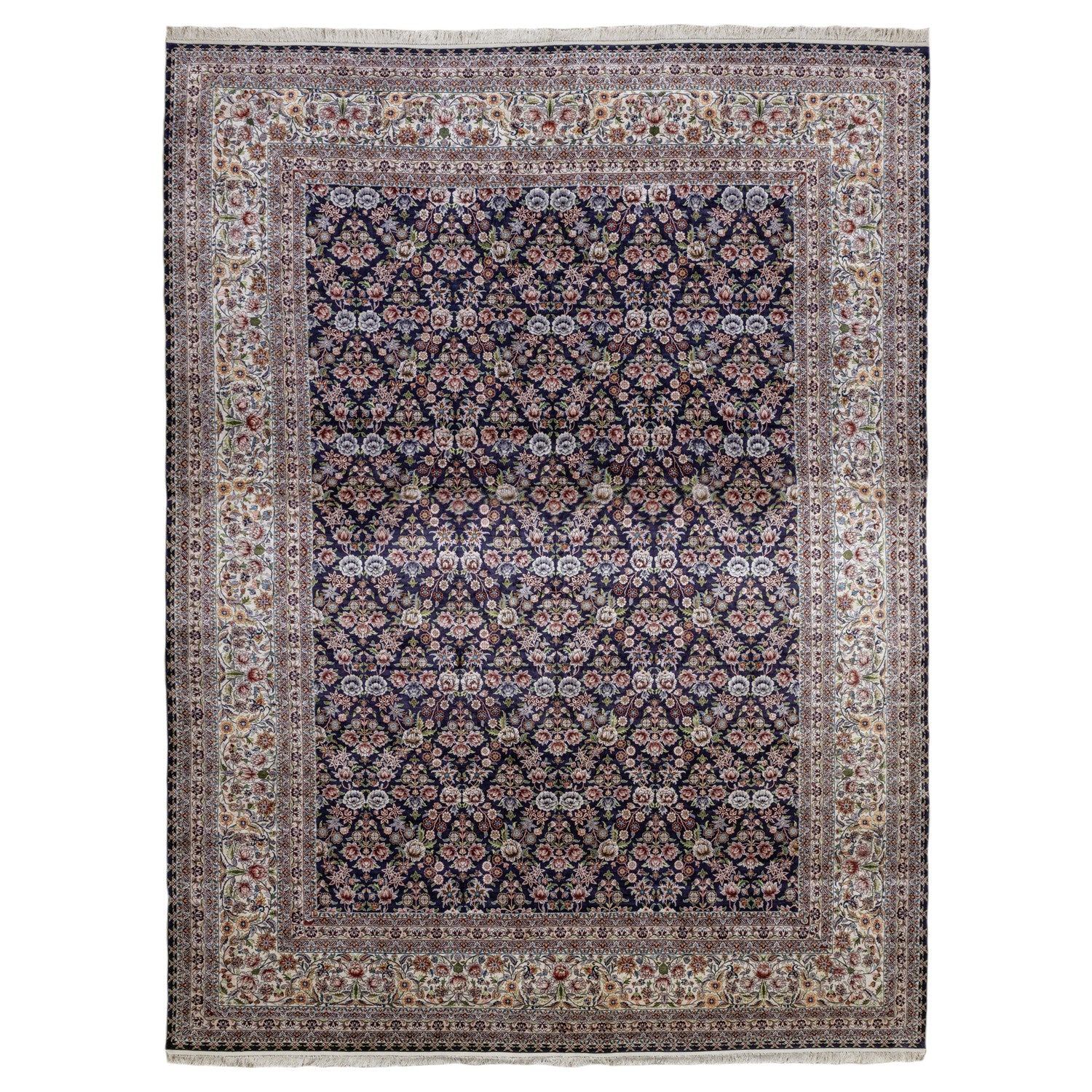 Soho Antiq Sariya Scattered Floral Pattern Silk Rug 277X359 cm - MALLTURK