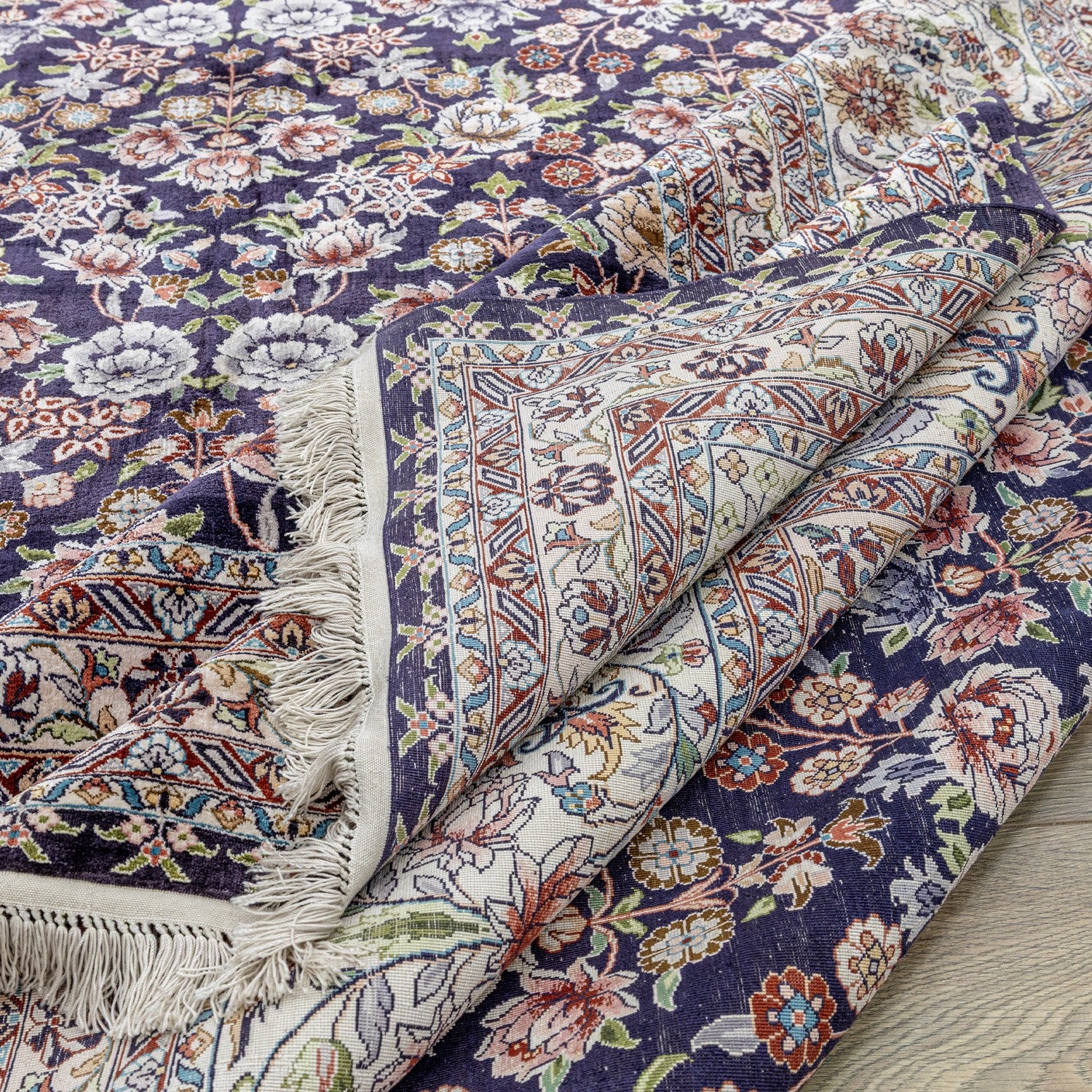 Soho Antiq Sariya Scattered Floral Pattern Silk Rug 277X359 cm - MALLTURK