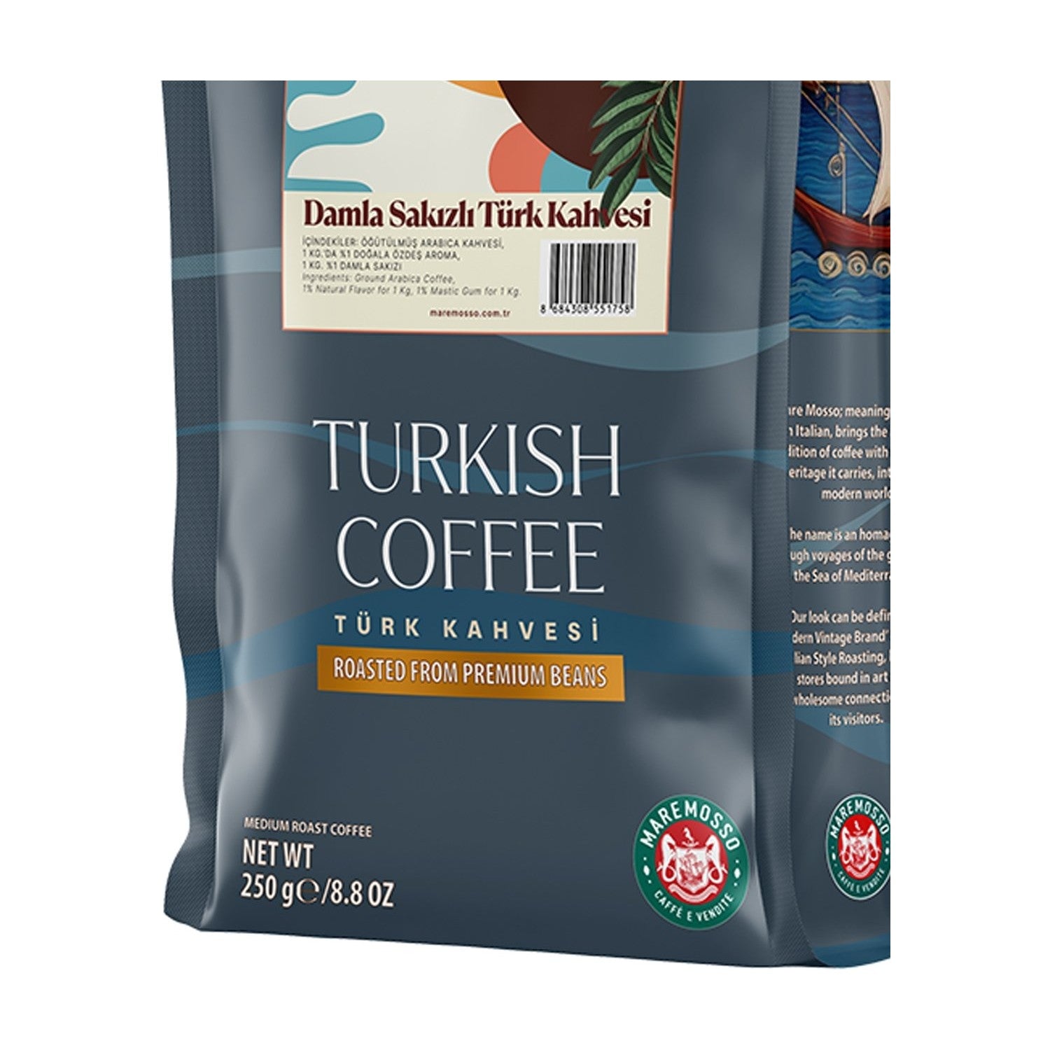 Mare Mosso Caffe e Vendit Mastic Flavored Turkish Coffee 250 Gr - MALLTURK