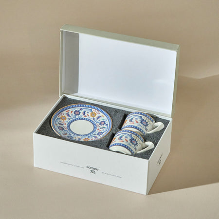 Karaca Ihlamur Colorful New Bone Turkish Coffee Cup Set for 2, 80 ml - MALLTURK
