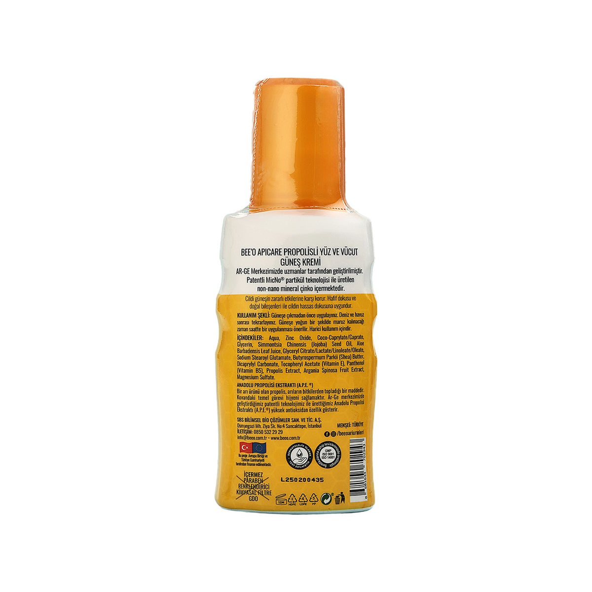 BEE'O Apicare With Propolis Organic Face and Body Sunscreen - MALLTURK