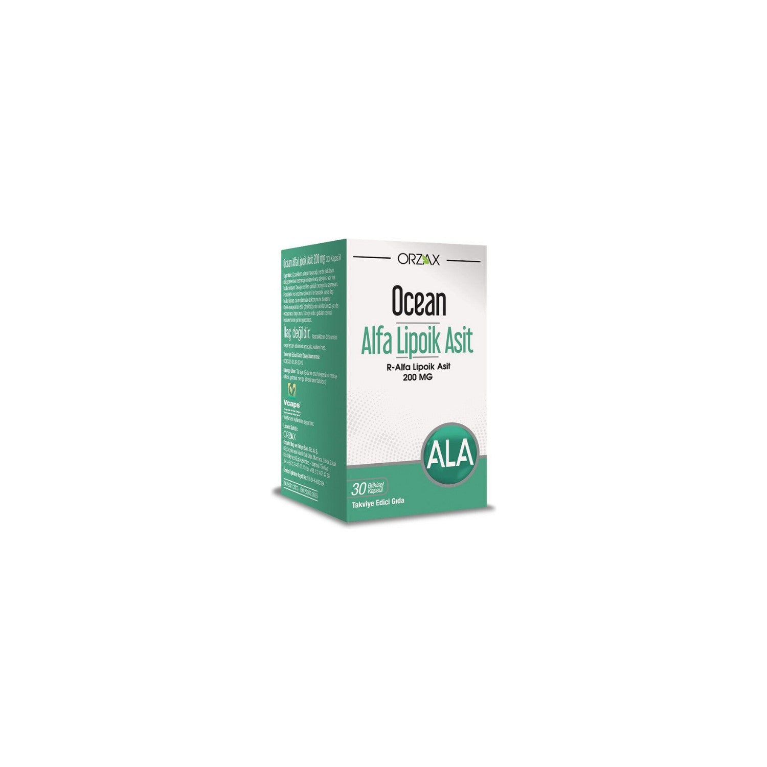 Orzax Ocean Alfa Lipoik Asit 200 mg 30 Capsule Turkey Origin Dietary Supplement - MALLTURK