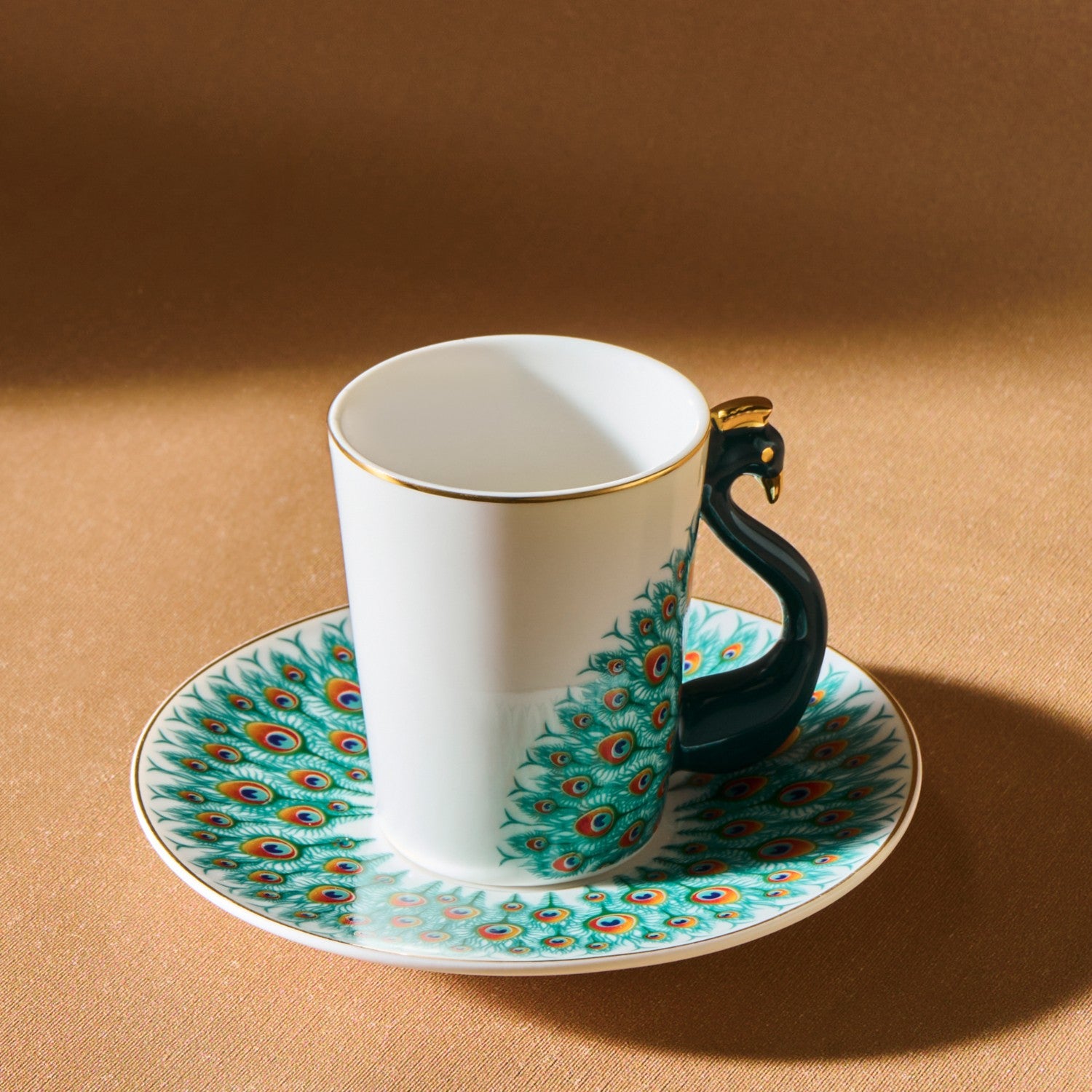 Karaca Peacock 4-Piece Patterned Porcelain Turkish Coffee Cup Set for 2, 90 ml - MALLTURK