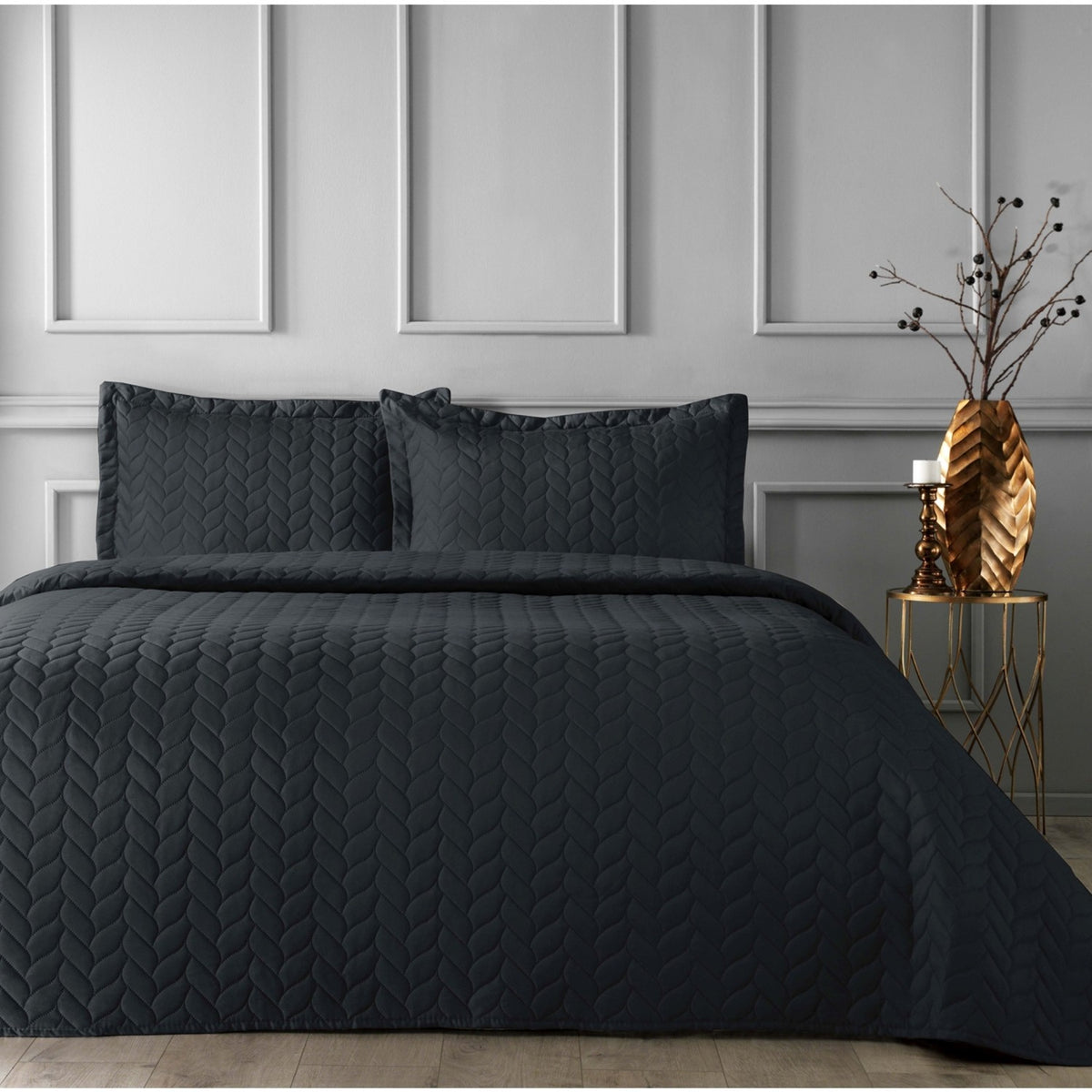 Tac Glory Bedspread Black Double Size - MALLTURK