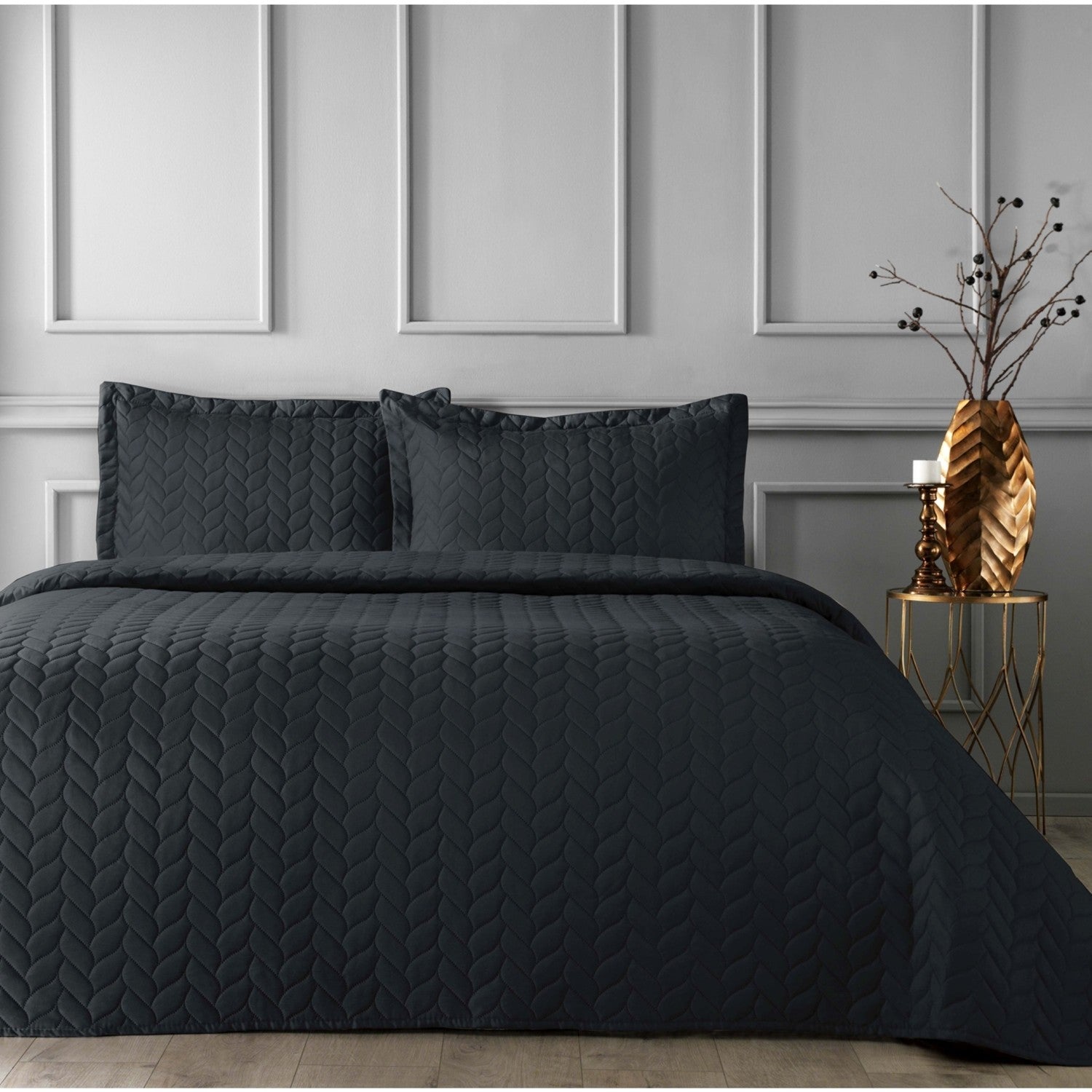 Tac Glory Bedspread Black Double Size - MALLTURK