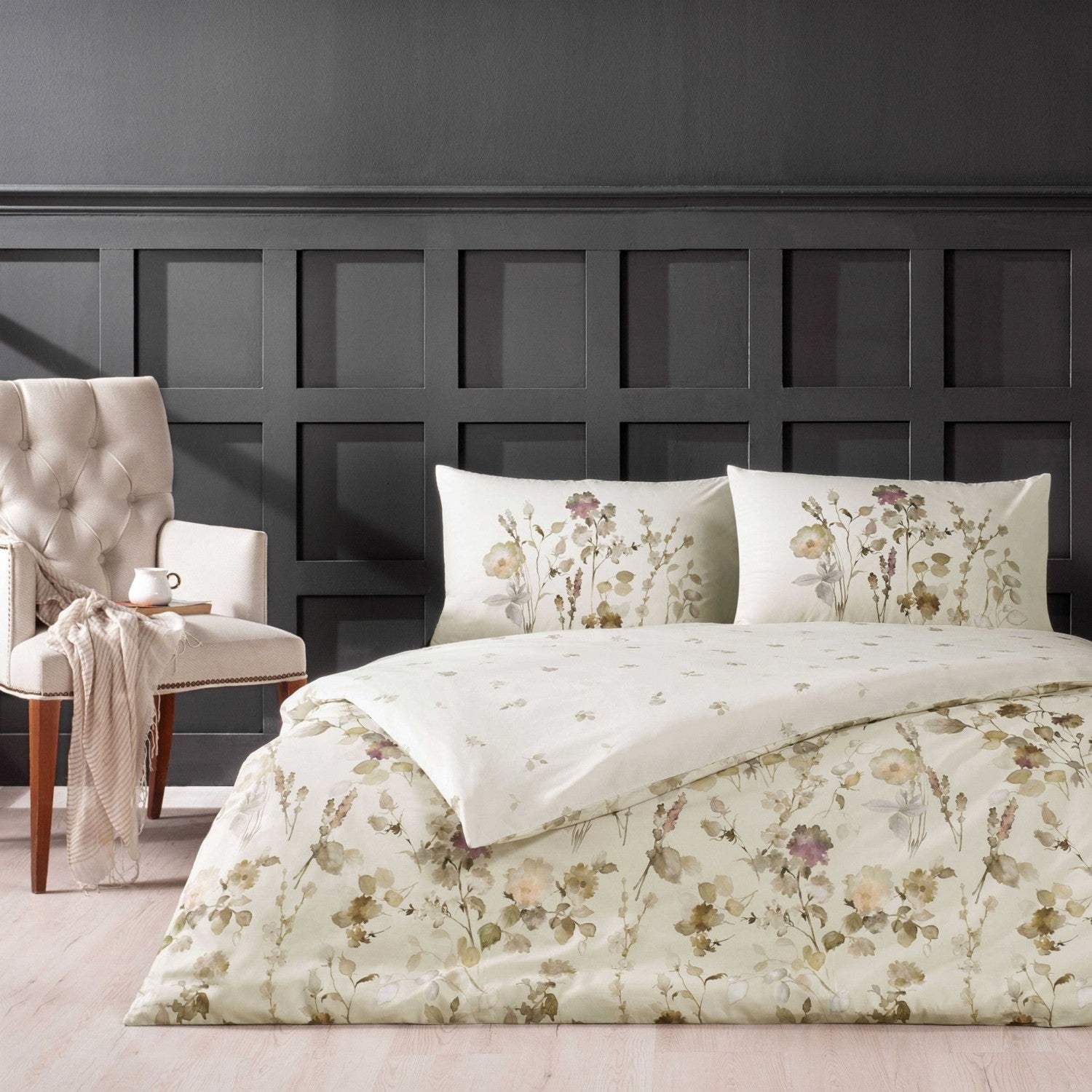 Tac Nina Ranforce Single Duvet Cover Set Beige - MALLTURK
