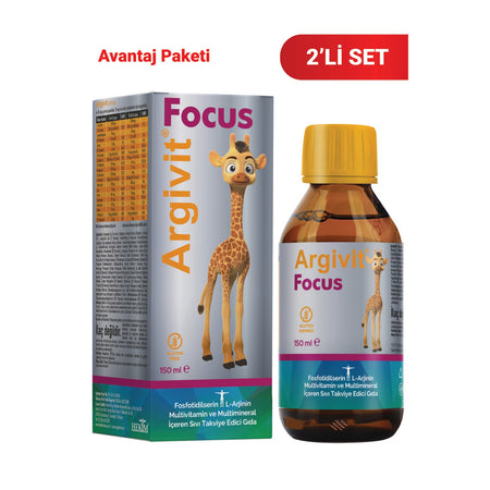 Argivit Focus Fosfotidilserin, L-Arjinin, Multivitamin and Multimineral with Sivi 2li Paket 150 ml - Portakal and Vanilya Flavored - MALLTURK
