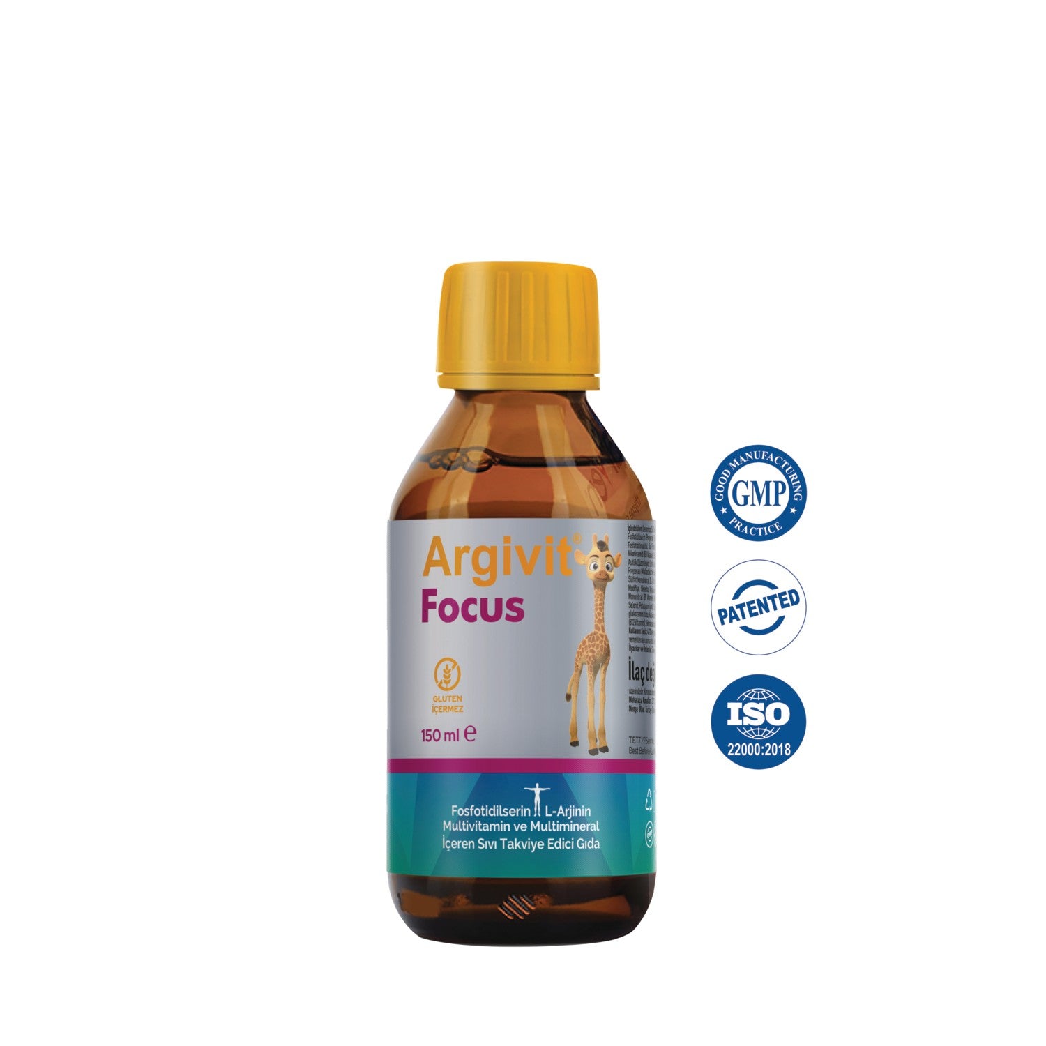 Argivit Focus Fosfotidilserin, L-Arjinin, Multivitamin and Multimineral with Sivi 2li Paket 150 ml - Portakal and Vanilya Flavored - MALLTURK