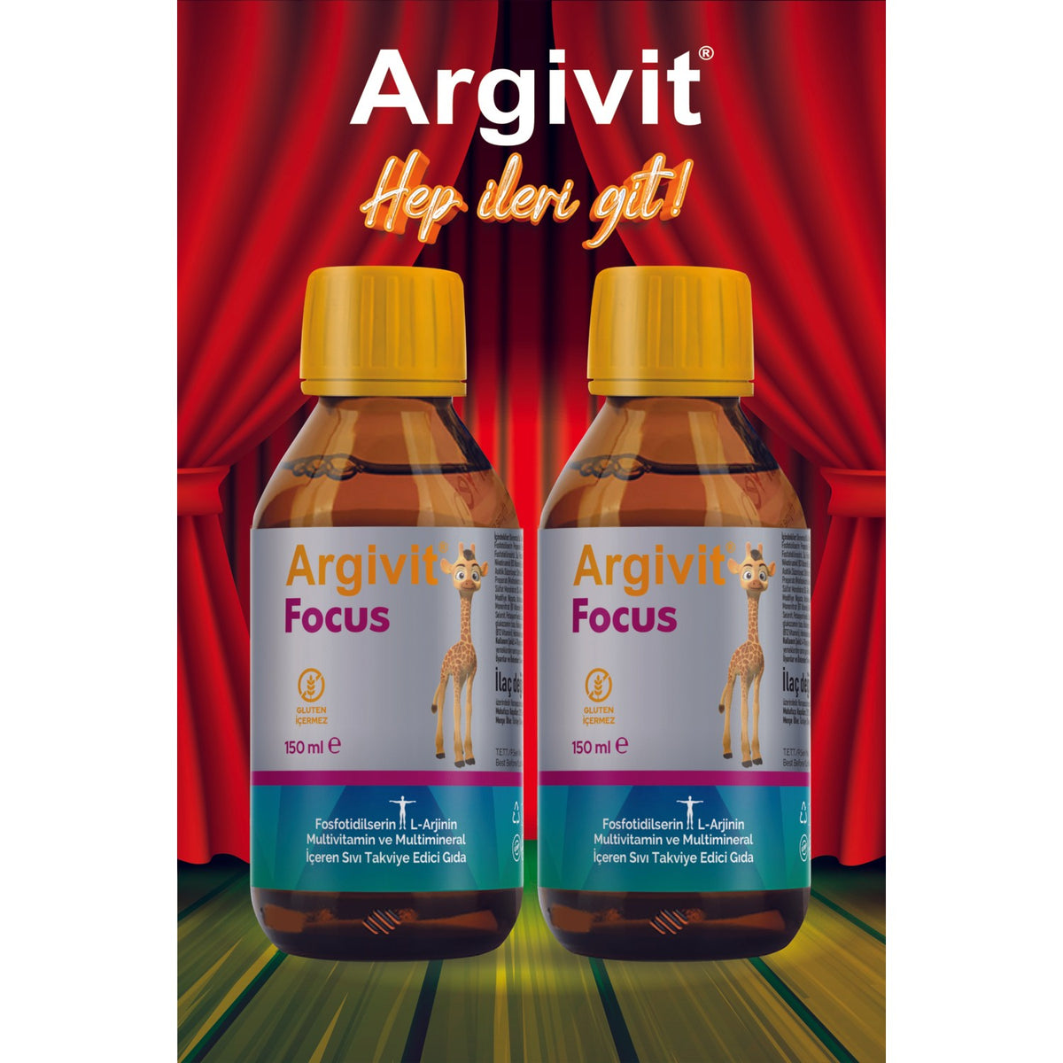 Argivit Focus Fosfotidilserin, L-Arjinin, Multivitamin and Multimineral with Sivi 2li Paket 150 ml - Portakal and Vanilya Flavored - MALLTURK