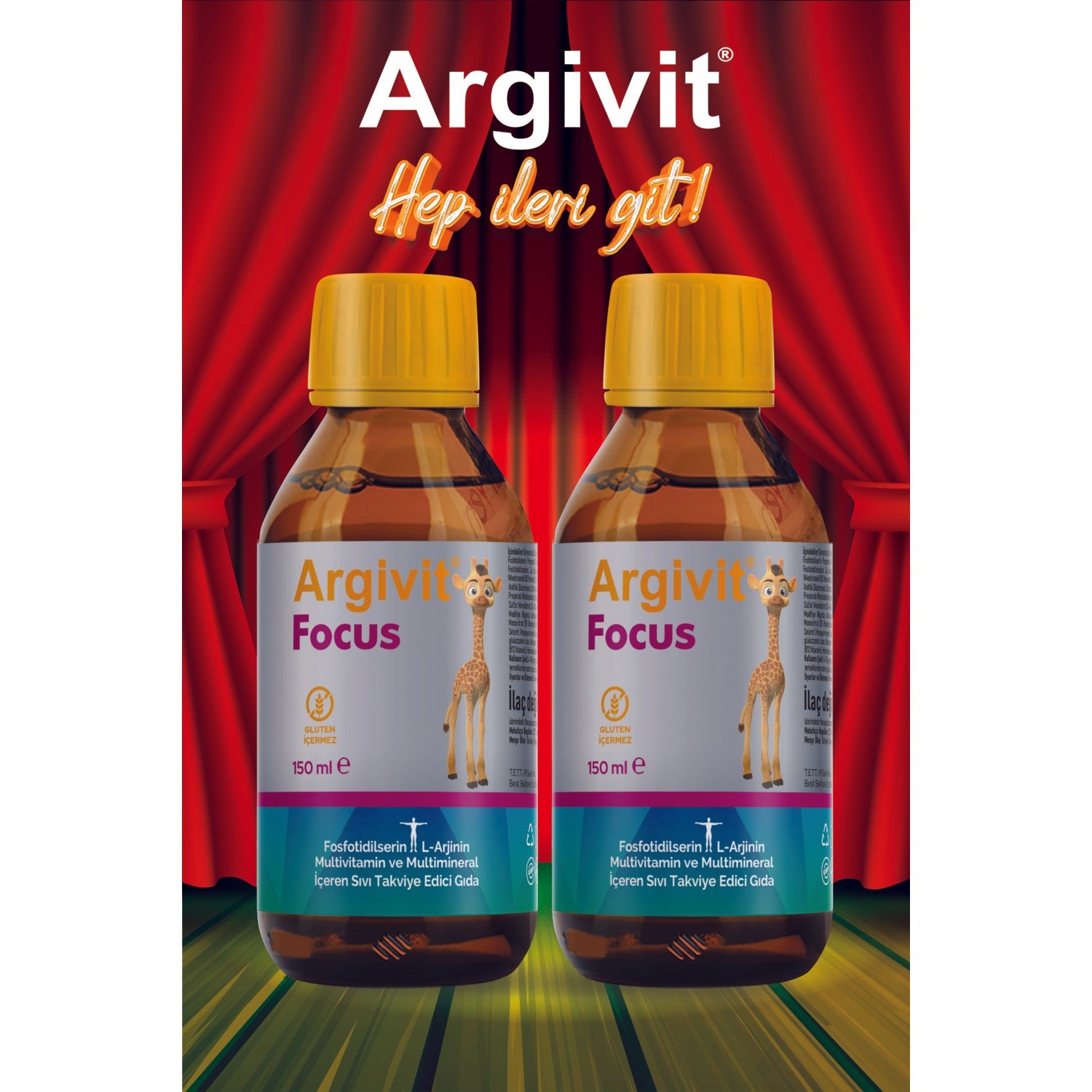 Argivit Focus Fosfotidilserin, L-Arjinin, Multivitamin and Multimineral with Sivi 2li Paket 150 ml - Portakal and Vanilya Flavored - MALLTURK