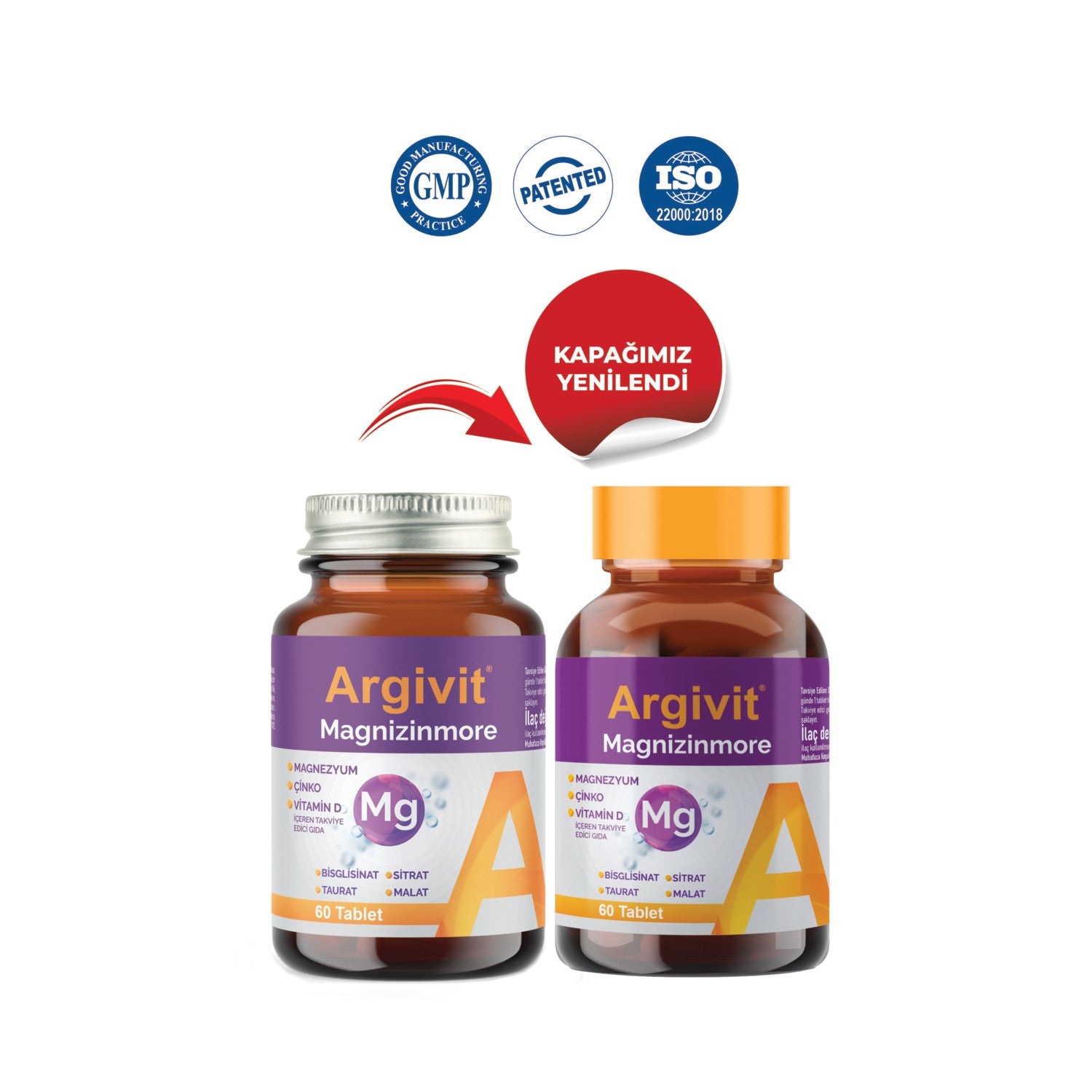 Argivit Magnizinmore Magnesium, Zinc and Vitamin D with Dietary Supplement 60 Tablet - MALLTURK