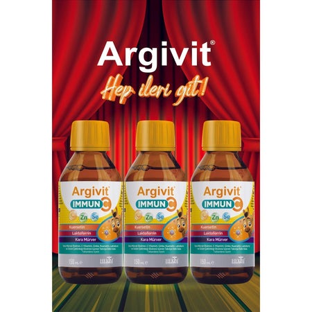 Argivit Immun C Syrup 3lu Paket ( Kara Murver, C Vitamin, Zinc, Kuersetin, Laktoferrin, Uzum ) 150 ml - Karisik Meyve Flavored - MALLTURK