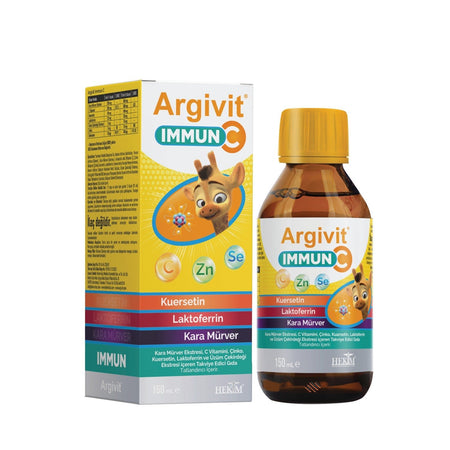 Argivit Immun C Syrup 2li Paket ( Kara Murver, C Vitamin, Zinc, Kuersetin, Laktoferrin, Uzum ) 150 ml - Karisik Meyve Flavored - MALLTURK