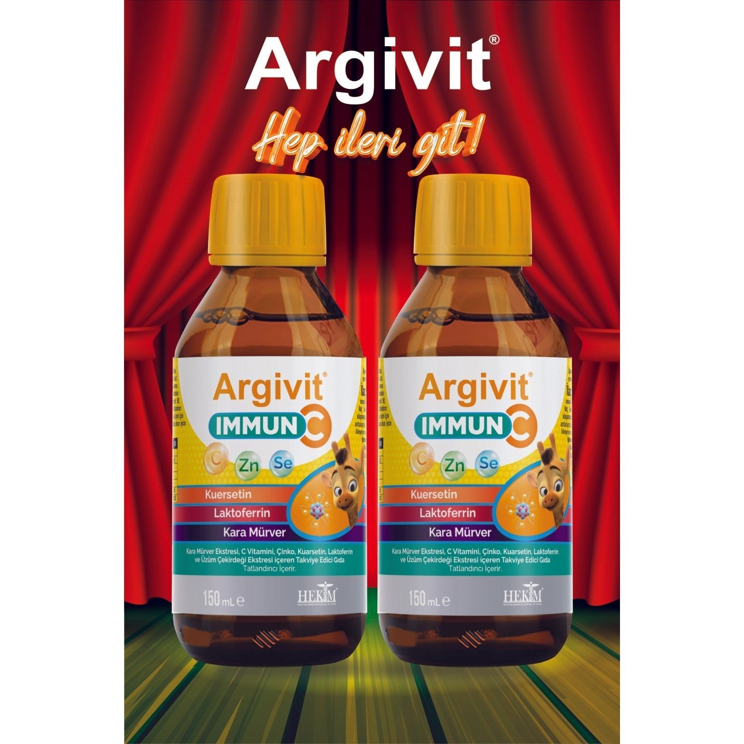 Argivit Immun C Syrup 2li Paket ( Kara Murver, C Vitamin, Zinc, Kuersetin, Laktoferrin, Uzum ) 150 ml - Karisik Meyve Flavored - MALLTURK