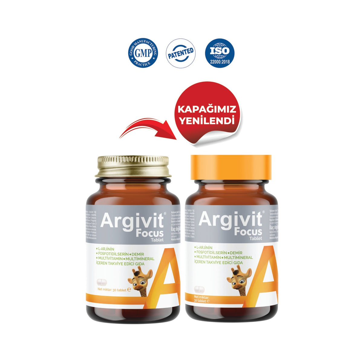 Argivit Focus 3lu Paket L-Arjinin, Fosfotidilserin, Iron, Multivitamin and Multimineral with Tablet 30 Tablet - MALLTURK