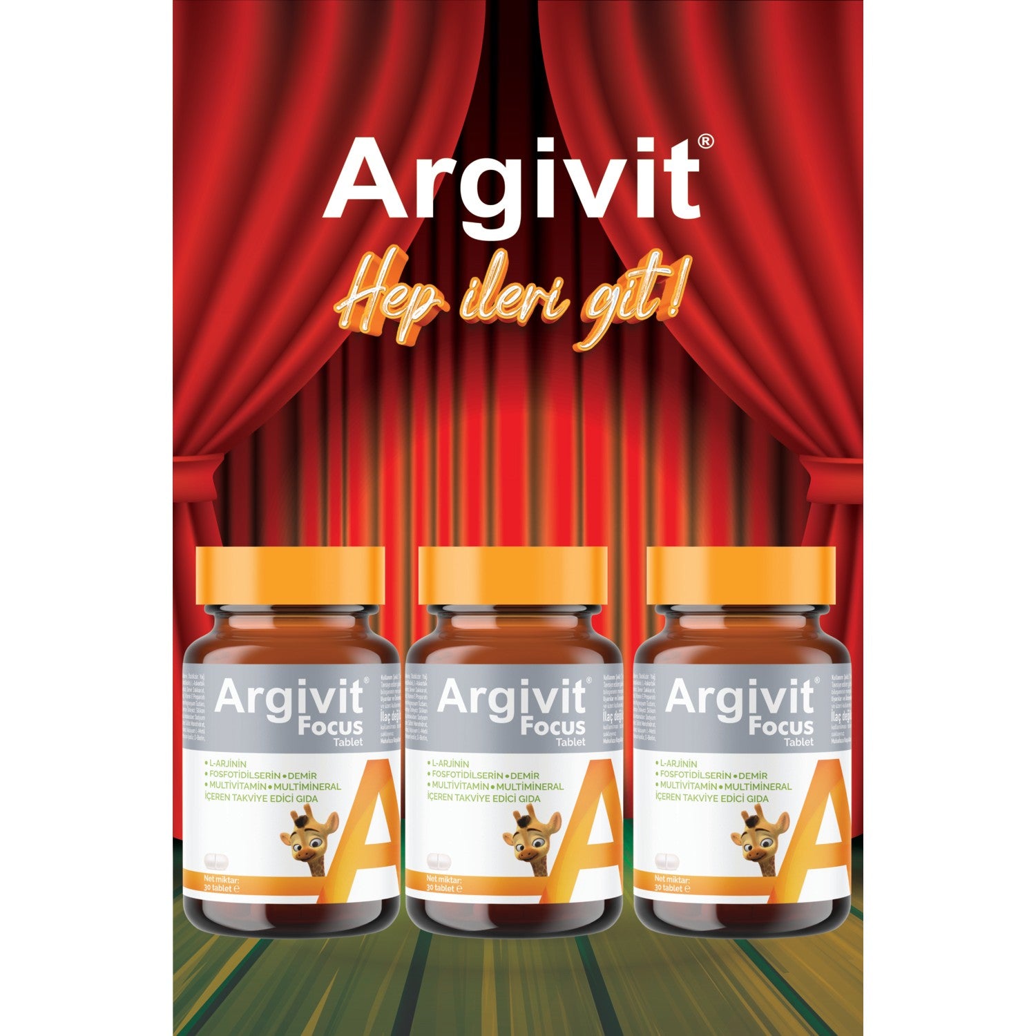 Argivit Focus 3lu Paket L-Arjinin, Fosfotidilserin, Iron, Multivitamin and Multimineral with Tablet 30 Tablet - MALLTURK