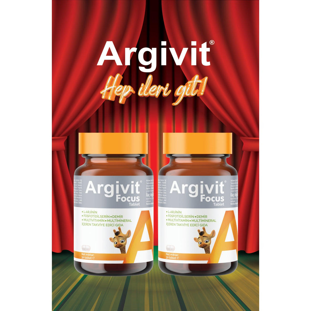 Argivit Focus 2li Paket L-Arjinin, Fosfotidilserin, Iron, Multivitamin and Multimineral with Tablet 30 Tablet - MALLTURK