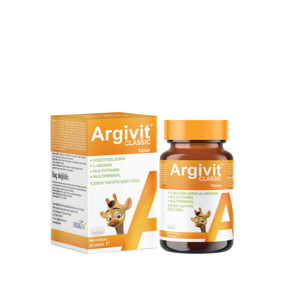Argivit Classic Fosfotidilserin, L-Arjinin, Multivitamin and Multimineral with Tablet 30 Tablet - MALLTURK