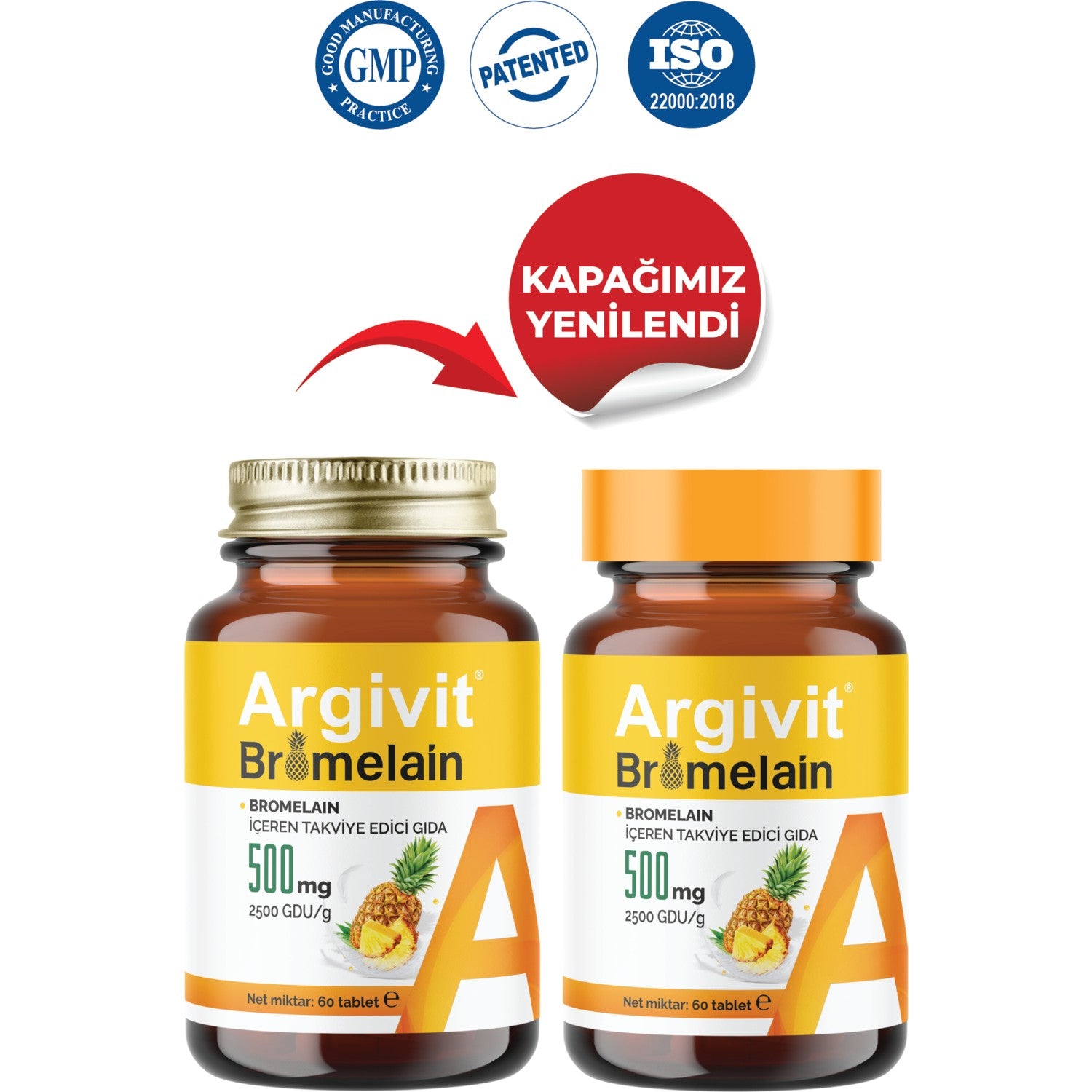 Argivit Bromelain with Dietary Supplement 500 mg 60 Tablet - MALLTURK
