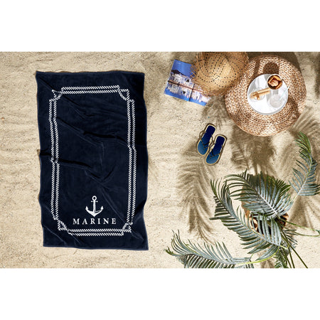 Ozdilek Sun Maritime Line Beach Towel 90x150 cm Navy Blue - MALLTURK