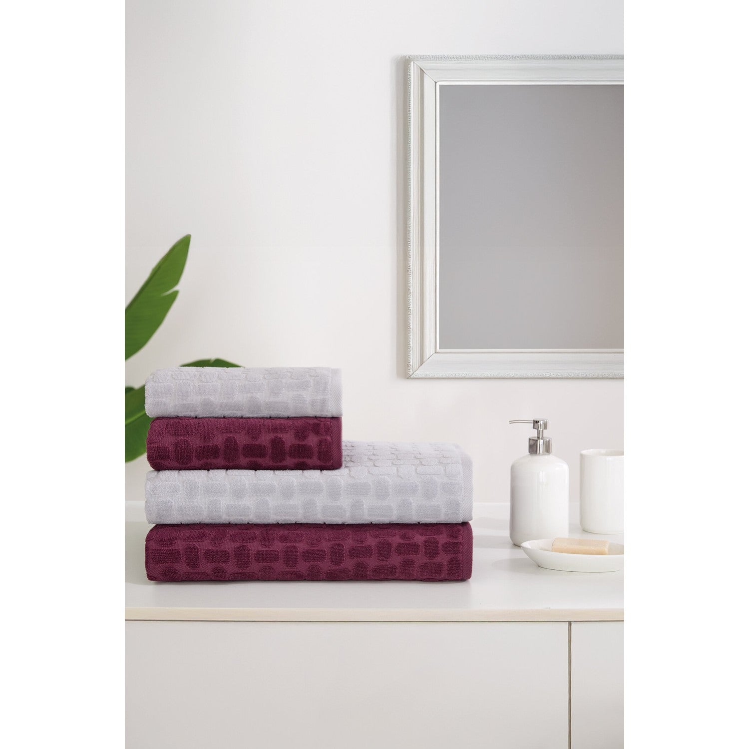 Ozdilek Tricot Velvet Towel Set Plum - MALLTURK