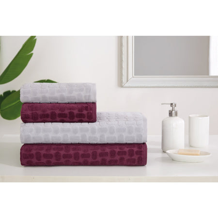Ozdilek Tricot Velvet Towel Set Plum - MALLTURK