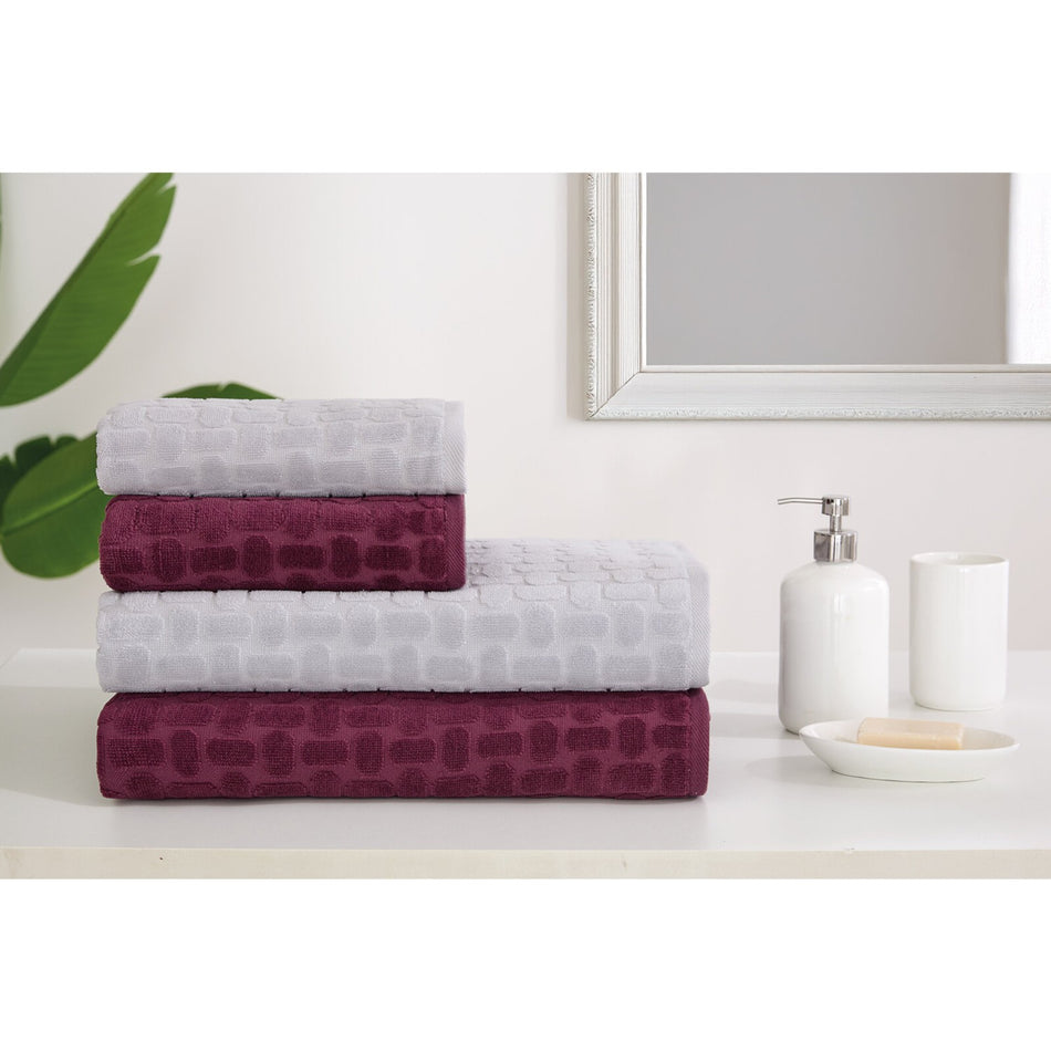 Ozdilek Tricot Velvet Towel Set Plum