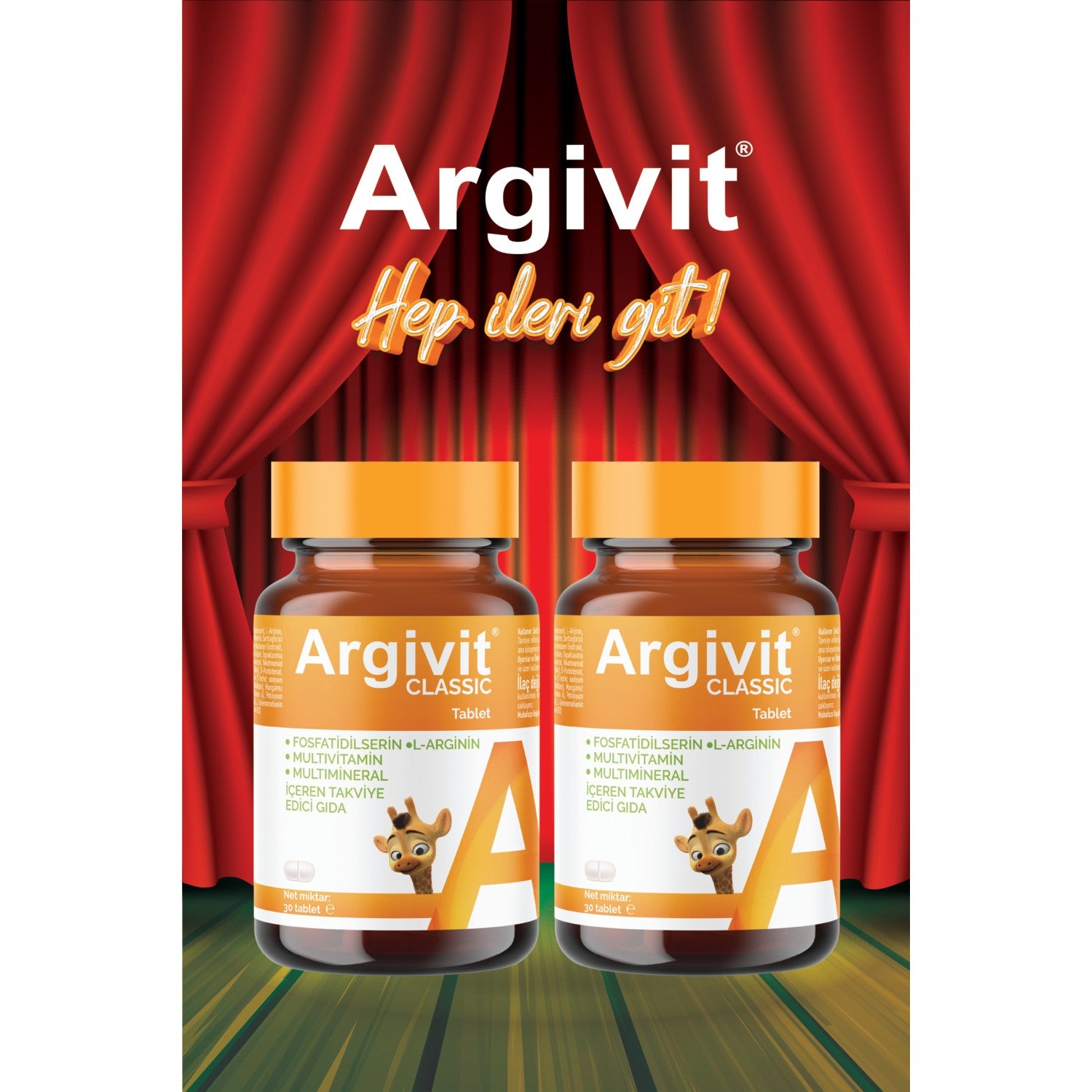 Argivit Classic Fosfotidilserin, L-Arjinin, Multivitamin and Multimineral with Tablet 2li Paket 30 Tablet - MALLTURK