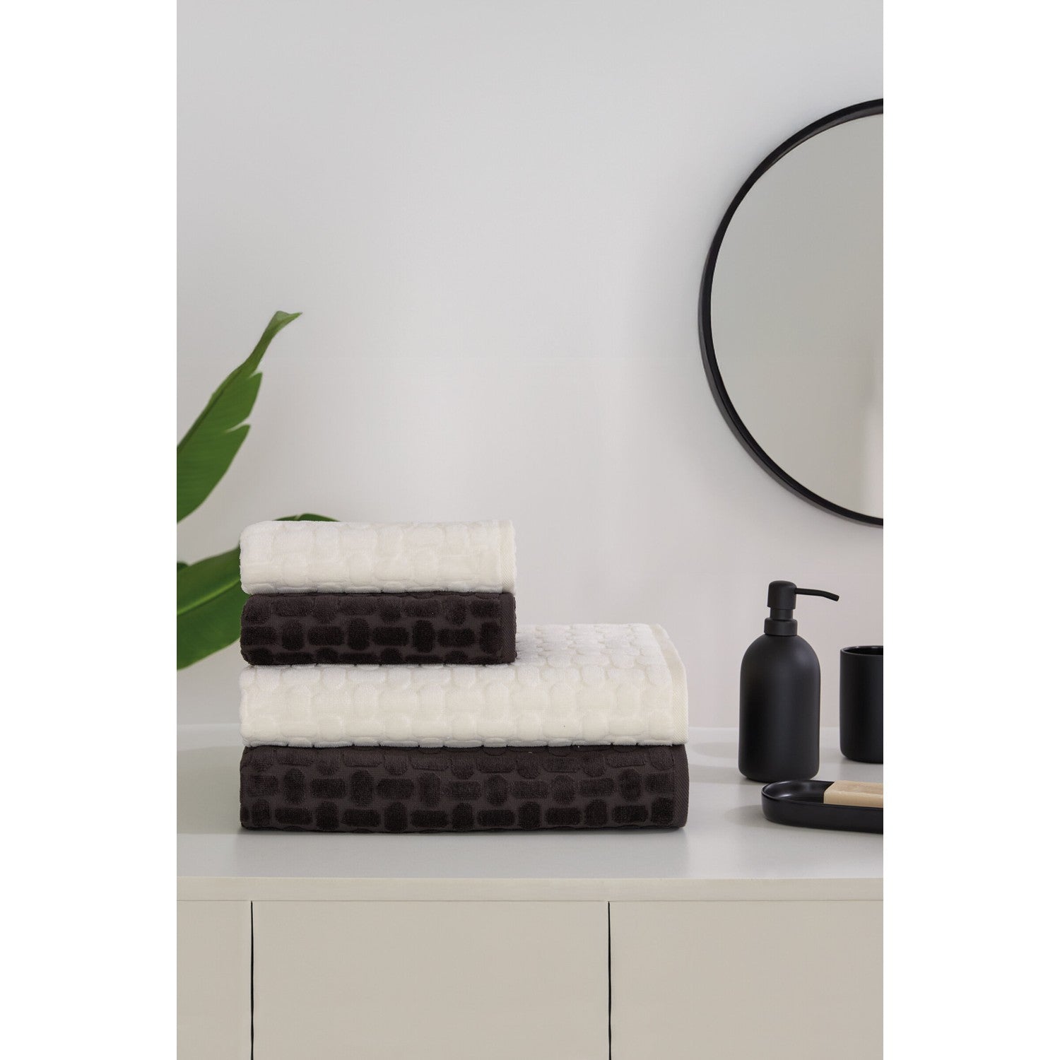Ozdilek Tricot Velvet Towel Set, 100% Cotton, 90 x 150 cm, Anthracite Color, Extra Soft. - MALLTURK