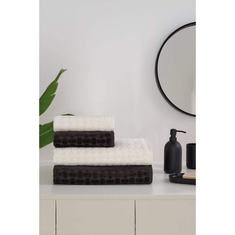 Ozdilek Tricot Velvet Towel Set, 100% Cotton, 90 x 150 cm, Anthracite Color, Extra Soft.