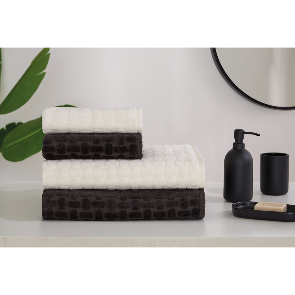 Ozdilek Tricot Velvet Towel Set, 100% Cotton, 90 x 150 cm, Anthracite Color, Extra Soft.