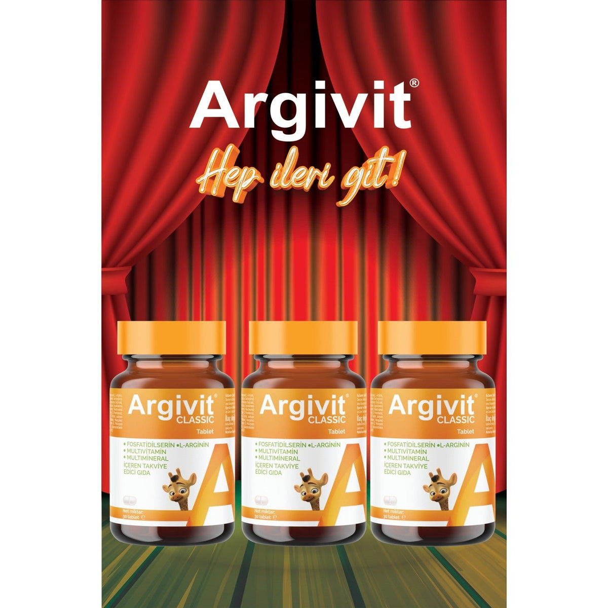 Argivit Classic Fosfotidilserin, L-Arjinin, Multivitamin and Multimineral with Tablet 3lu Paket 30 Tablet - MALLTURK