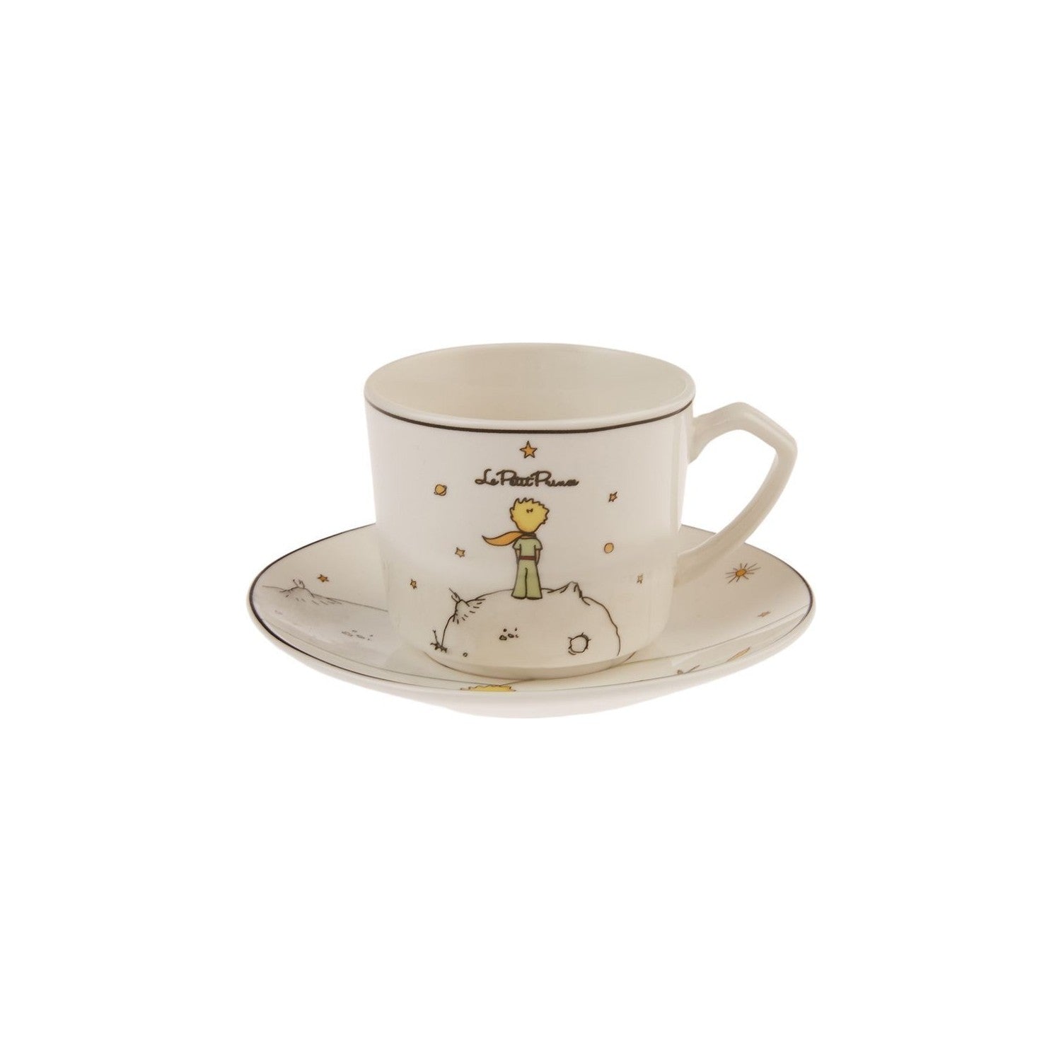 Karaca The Little Prince 4-Piece Turkish Coffee Cup and Saucer Set for 2