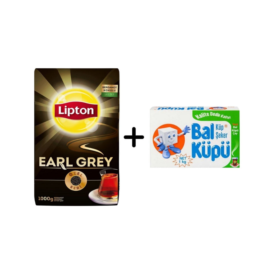 Lipton Earl Grey loose leaf black tea 1000 g + Balkupu Kesme Seker 1000 g