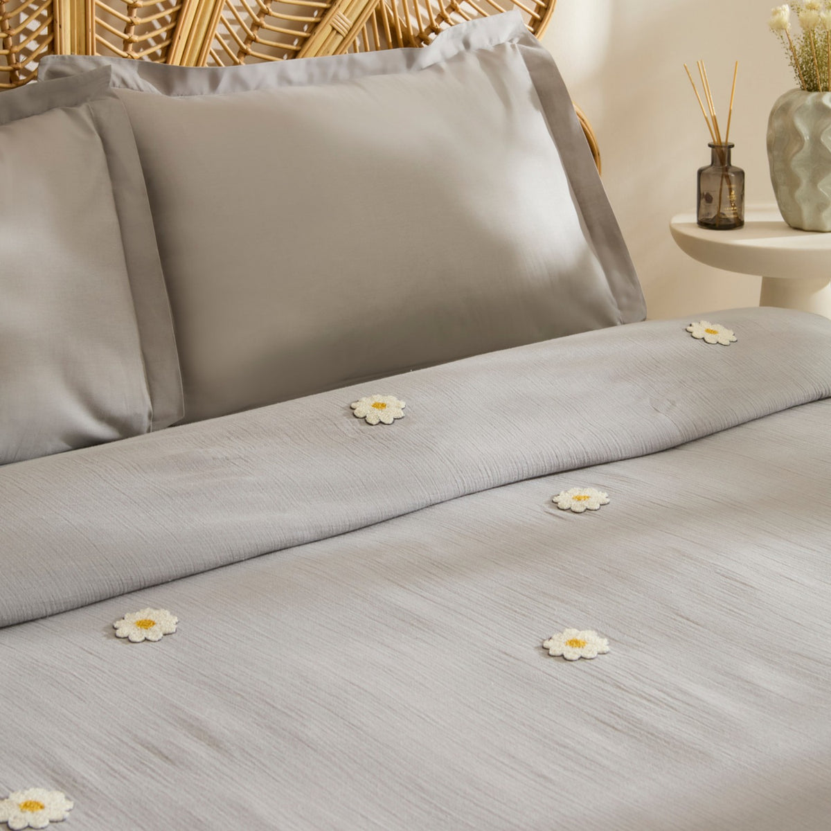 Karaca Home Liona 100% Cotton Muslin Double Bed Quilt Set Grey - MALLTURK