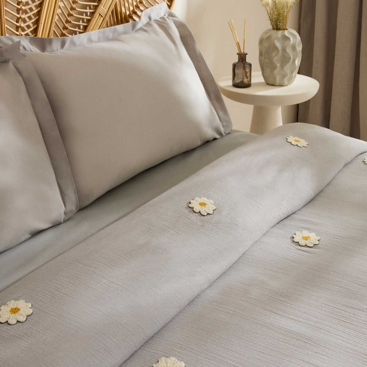 Karaca Home Liona 100% Cotton Muslin Double Bed Quilt Set Grey - MALLTURK