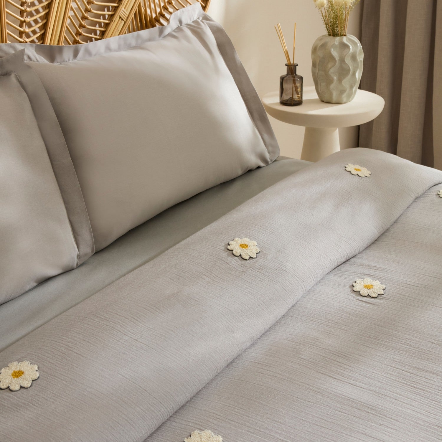 Karaca Home Liona 100% Cotton Muslin Double Bed Quilt Set Grey - MALLTURK
