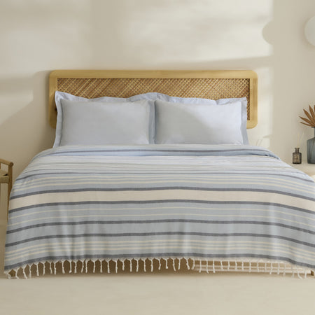 Karaca Home Lynora Double Bedspread and Quilt Set, Blue - MALLTURK