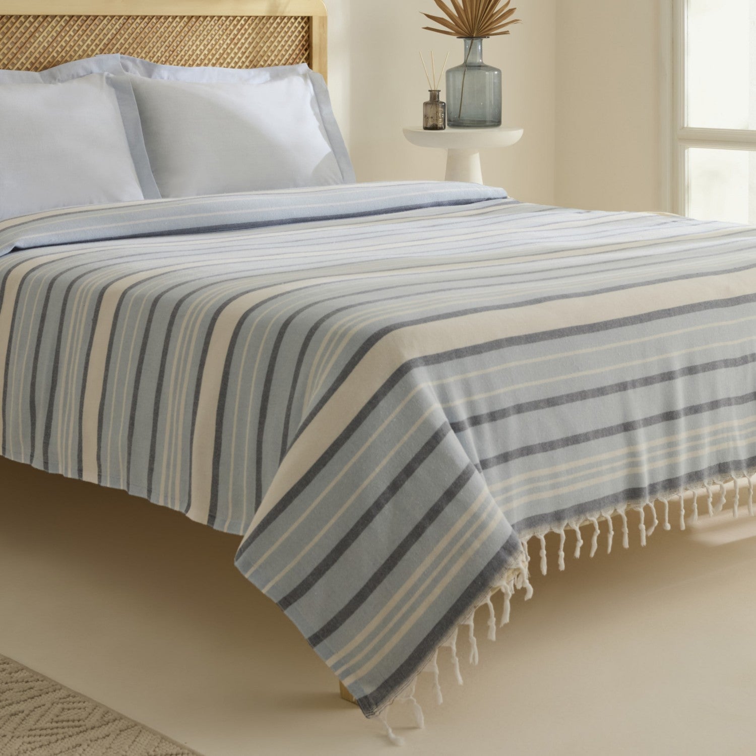 Karaca Home Lynora Double Bedspread and Quilt Set, Blue - MALLTURK