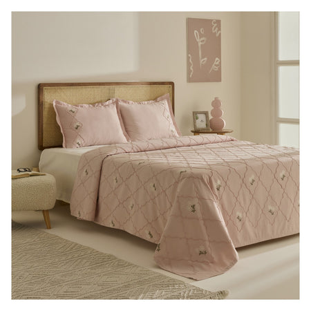 Karaca Home Myra Double Floral Bedspread Powder Pink - MALLTURK
